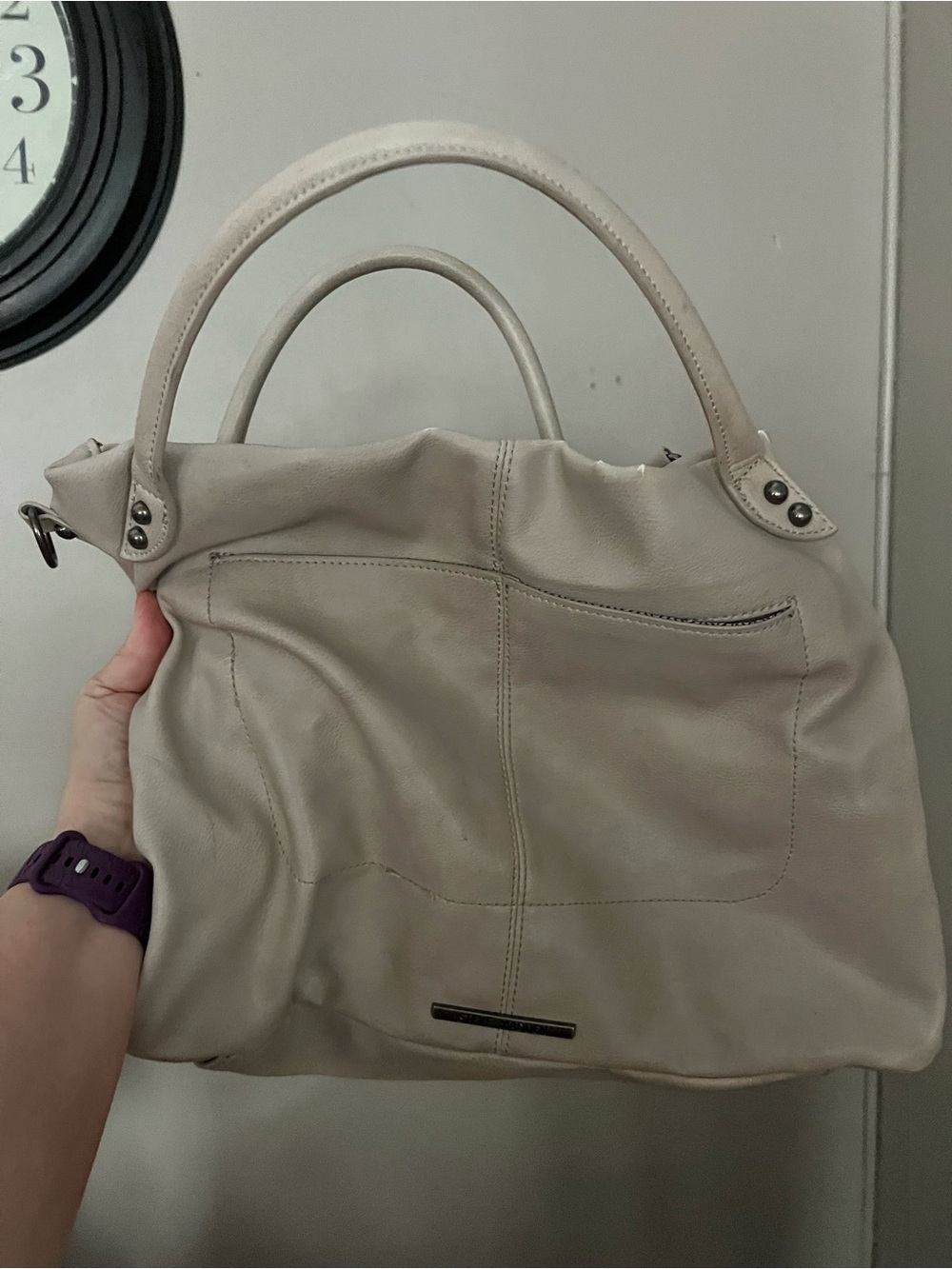 Steve Madden Soft Cream Leather Shoulder Bag